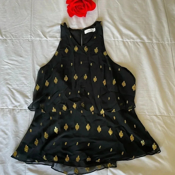 A.L.C black  metallic silk top - Picture 4 of 11